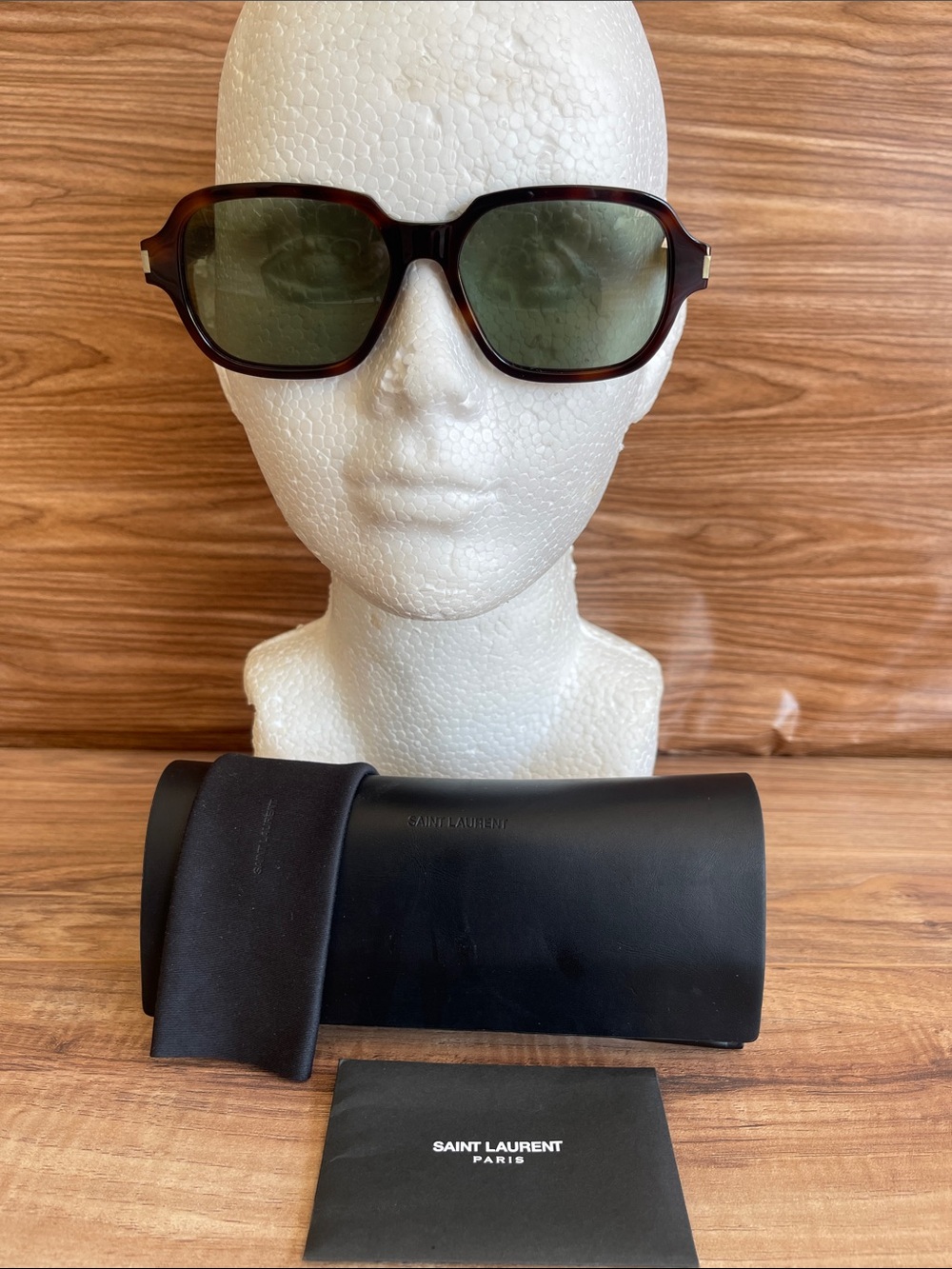New Saint Laurent women Tortoiseshell Sunglasses with Green Lenses
